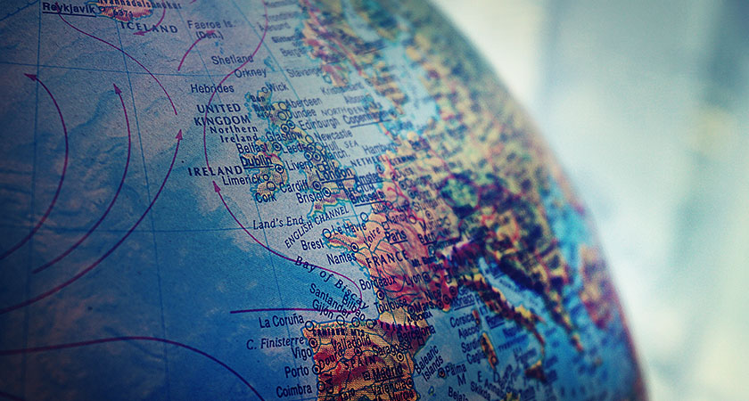 Close-up image of a globe representing business’ global expansion plans in 2024.